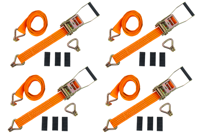 Juego de cuatro correas de transporte de 3 puntos con tensor para remolque UNITRAILER 3m/50mm/4t naranja