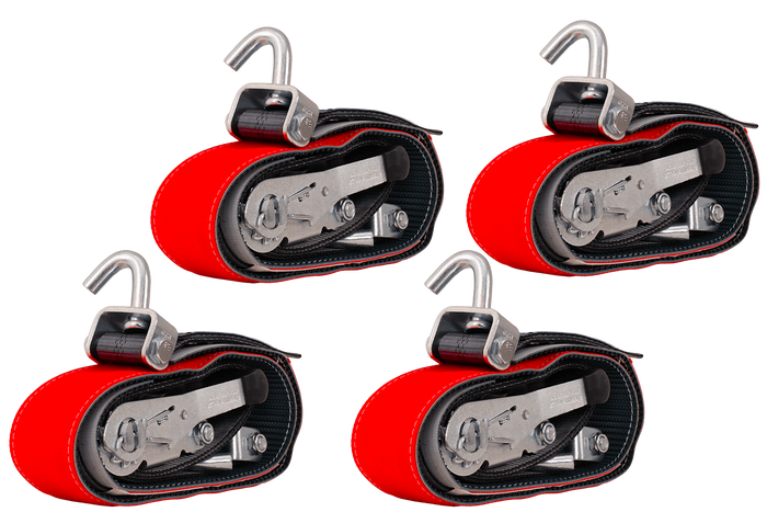 Juego de cuatro correas de transporte para remolque HEFFA CARLINE 130, correas de sujeción de ruedas 2,8 m/50 mm/5 t VDI 2700