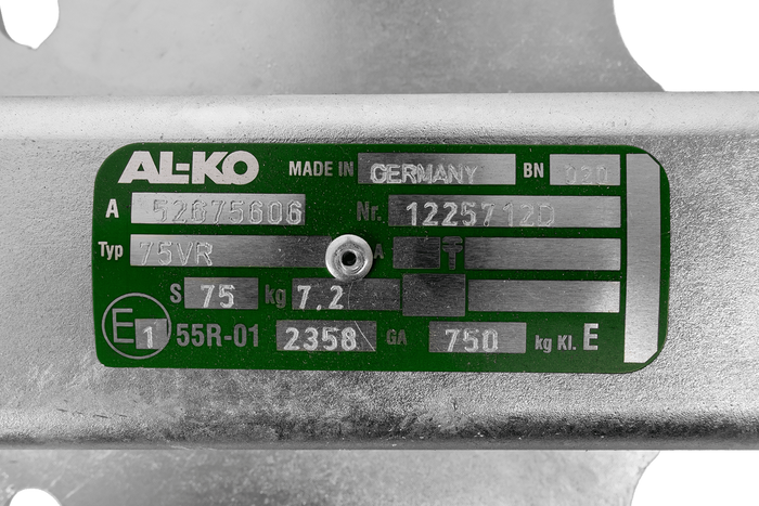 Enganche de bola AL-KO AK7 75VR para remolque de 750 kg con barra de tiro tipo V