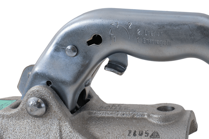 Enganche de bola KNOTT K27-B para remolque de 2700 kg con barra de tiro de tubo de 45 mm, hierro fundido