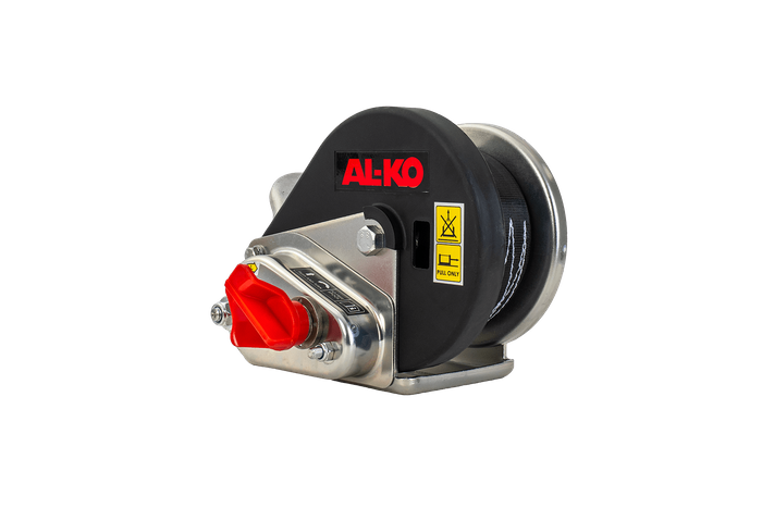 Cabrestante, cabrestante manual para grúa remolque AL-KO de 450kg con correa de 6m, freno y desenrollado automático