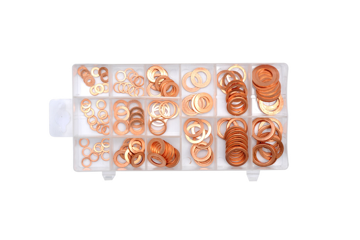 Juego de 150 arandelas de cobre YATO YT-06871.