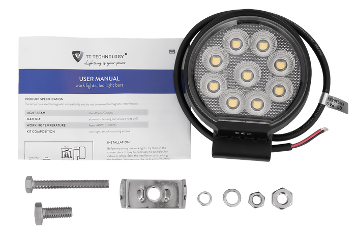 Reflector de lámpara de trabajo LED TT TECHNOLOGY TT.13337 36xLED 2880lm redondo