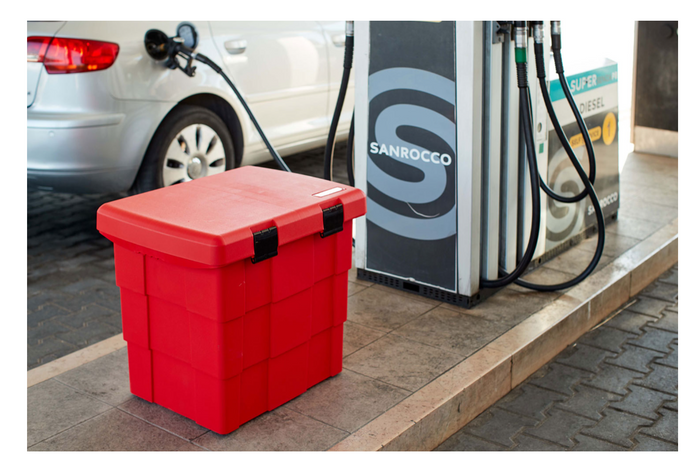 Caja PITBOX DAKEN 86014 para materiales a granel, contenedor para arena y sal de carretera, 655 x 570 x 520 mm, 108,5 l