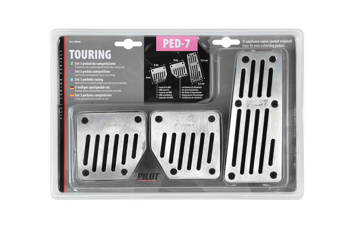 Cubre pedales de aluminio LAMPA TOURING BLACK PILOT con goma antideslizante