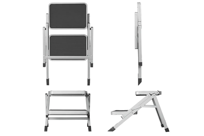 Escalera plegable de camping ProPlus 360823V01 de dos peldaños, soporta hasta 150 kg.