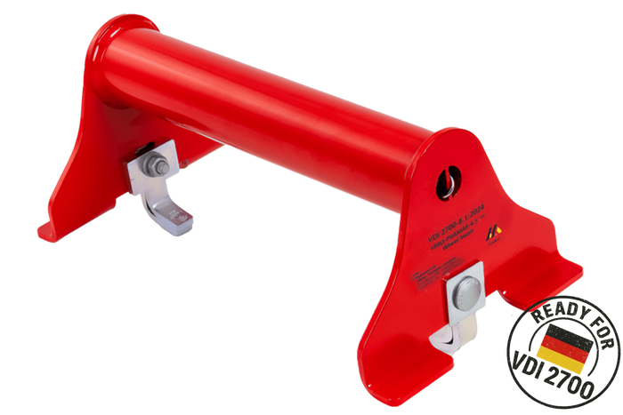 Bloqueo de rueda para grúa PRAMAR Radstopper VDI 2700 rojo - ajustable, universal