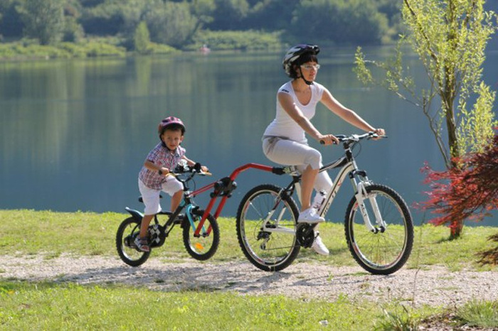 Barra de remolque para bicicleta Trail Angel - Roja
