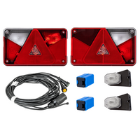 Juego de luces: luces traseras ASPÖCK MULTIPOINT V + luces de posición laterales ASPÖCK FLEXIPOINT I + arnés ASPÖCK de 7 pines y 4,5 m