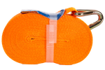 Juego de cuatro correas de transporte UNITRAILER de 8 m/25 mm/1 t de color naranja con tensor.