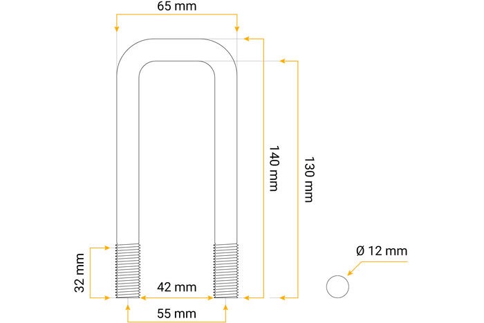 U Perno M12 95/62/95