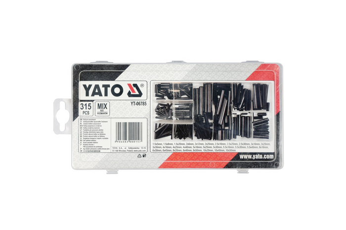 Juego de pasadores de resorte YATO YT-06785, surtido de tamaños, 315 piezas.