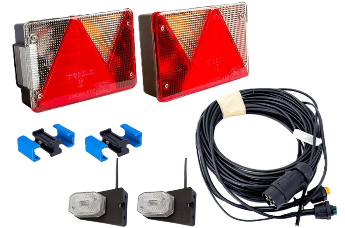 Juego de luces: luces traseras ASPÖCK MULTIPOINT IV + luces laterales ASPÖCK FLEXIPOINT I + arnés MANTES 4,4 m 13 PIN
