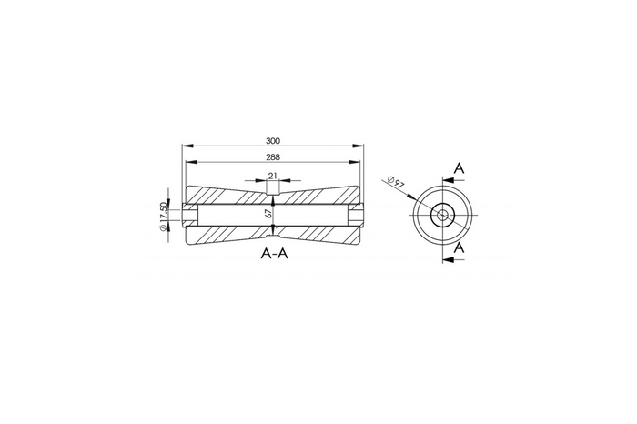 Rodillo inferior, quilla, casco, proa, KNOTT 300 mm para remolque de barco