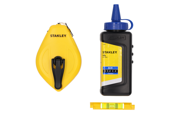 Juego de marcado STANLEY STHT47113-0, cuerda + tiza + nivel de burbuja