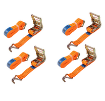 Juego de cuatro correas de transporte UNITRAILER de 4 m/35 mm/2 t de color naranja con tensor.