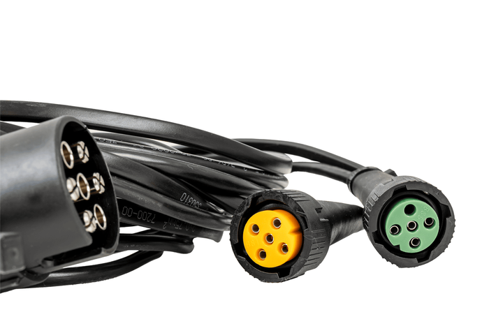 ASPÖCK Instalación eléctrica Arnés de remolque 4,5 m 7 PIN Conectores bayonetas 2x 5 PIN