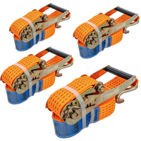 Juego de cuatro correas de transporte UNITRAILER de 4 m/50 mm/5 t de color naranja con tensor.