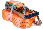 Juego de cuatro correas de transporte UNITRAILER de 4 m/50 mm/5 t de color naranja con tensor.