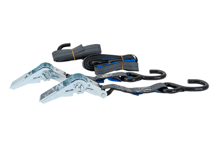 Juego de dos correas de transporte HILLS 3m/25mm/1t con tensor y dos arneses de 0,45m para la sujeción de la motocicleta