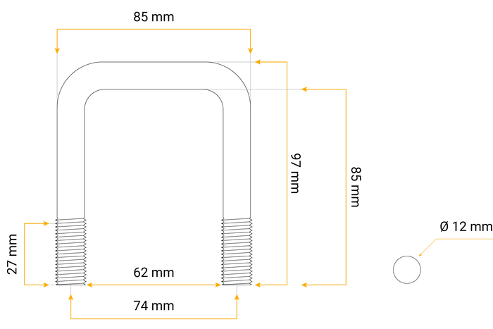U Perno M12 85/62/85