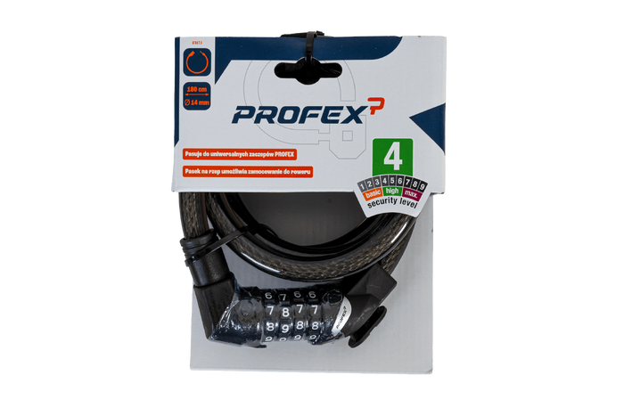 Candado para bicicleta PROFEX 81613 con combinación, 180 cm de largo.
