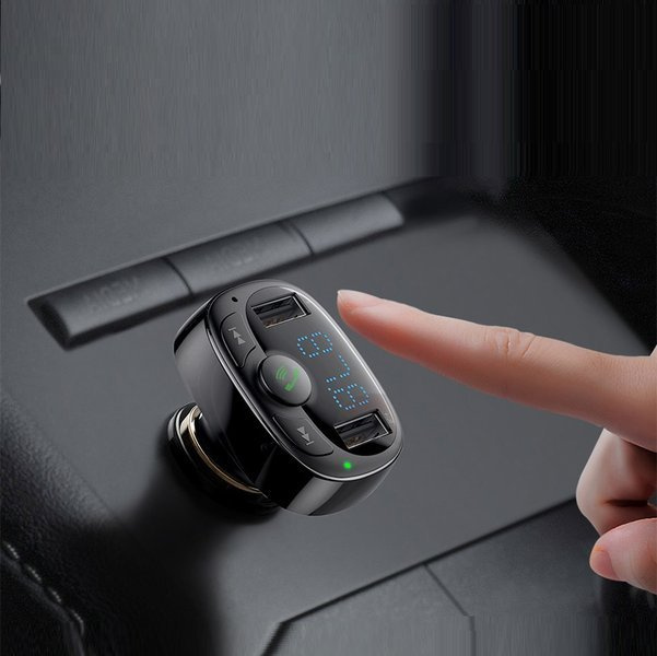 Transmisor MP3 FM Bluetooth 4.2 tipo T BASEUS + cargador de coche 2x USB 3.4A