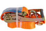 Juego de cuatro correas de transporte UNITRAILER de 3 m/50 mm/5 t de color naranja con tensor.