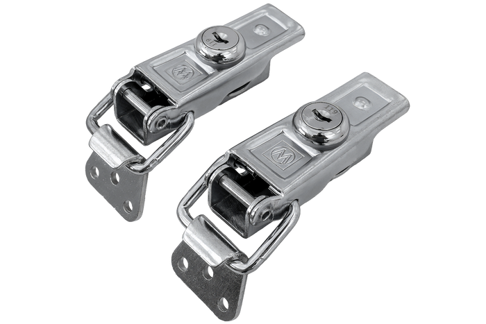 Juego de ganchos laterales con fijaciones WINTERHOFF BVS 60-1 + BVSG 60-A, cerradura lateral completa para remolque con llave