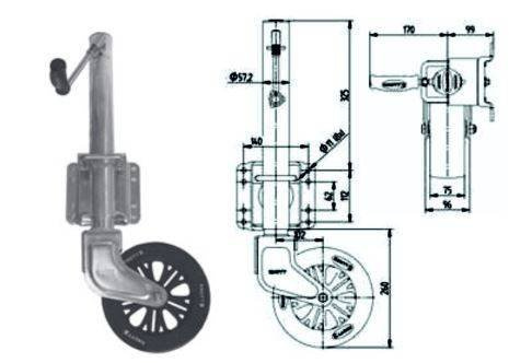 Rueda jockey KNOTT TK57 giratoria 500 kg