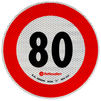 Pegatina reflectante LÁMPARA Señal de límite de velocidad 80 km/h B-33