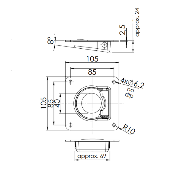 Enganche de soporte de suelo empotrado WINTERHOFF ZBF 70-2 para asegurar la carga del remolque