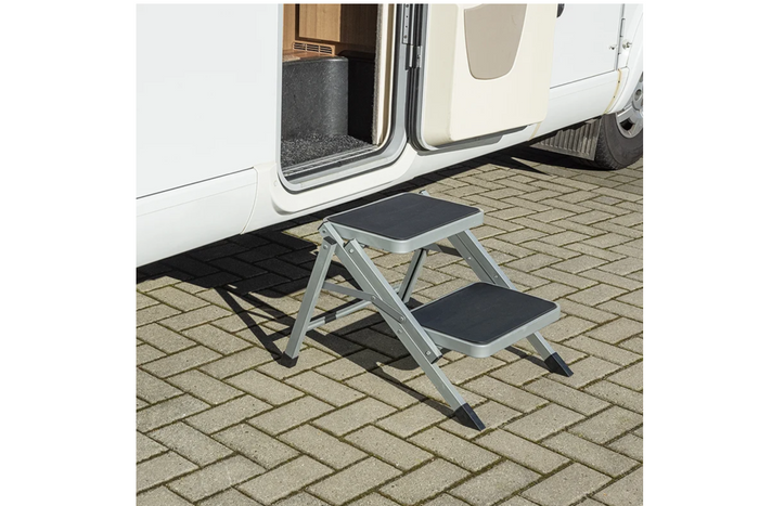 Escalera plegable de camping ProPlus 360823V01 de dos peldaños, soporta hasta 150 kg.