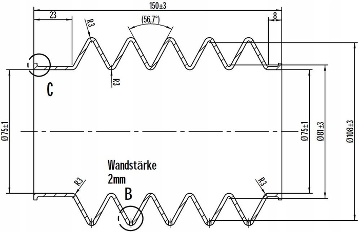 Fuelle de goma KNOTT KFG35