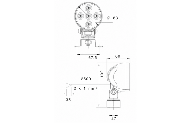 Reflector de lámpara de trabajo LED ASPÖCK WORKPOINT 5xLED redondo