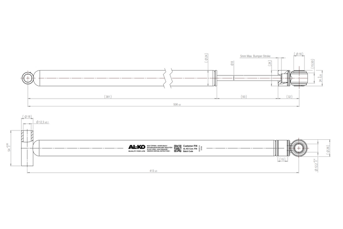 Amortiguador para el dispositivo/freno de inercia AL-KO 161S para un remolque de 1600 kg.
