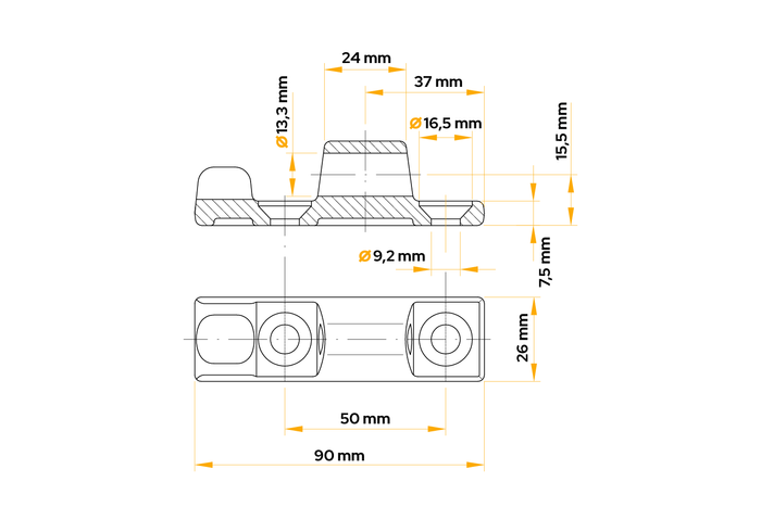 Bisagra lateral de remolque WINTERHOFF BSCH 40-1 para montaje lateral de remolque
