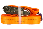 Juego de cuatro correas de transporte UNITRAILER de 10 m/35 mm/2 t de color naranja con tensor.