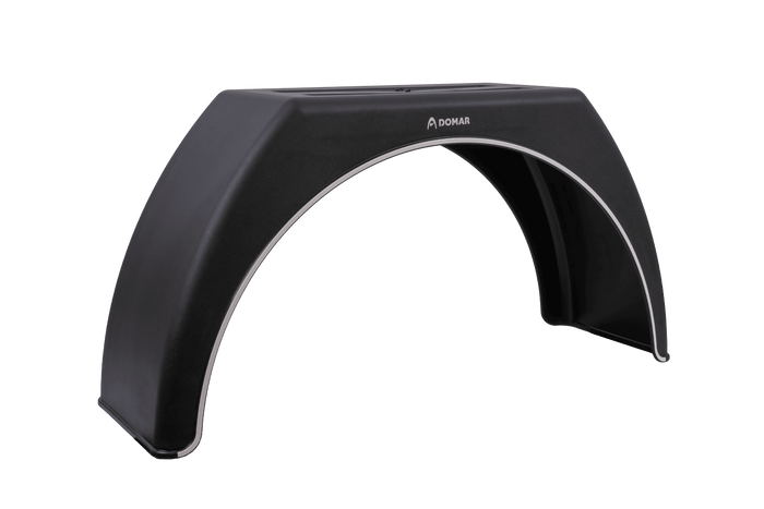 Guardabarros para remolque de 15-17,5" DOMAR DK3114, paso de rueda plano de 950/300 mm con embellecedor blanco.