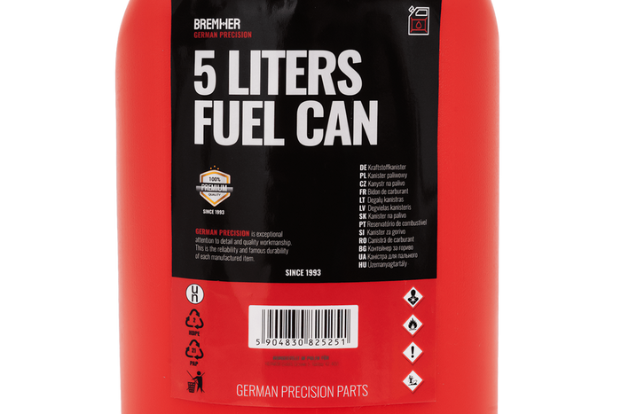 Bidón de plástico HERMON de 5L con embudo, color rojo