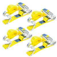 Juego de cuatro correas de transporte UNITRAILER amarillas de 6 m/35 mm/2 t con tensor.