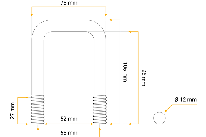 U Perno M12 95/52/95
