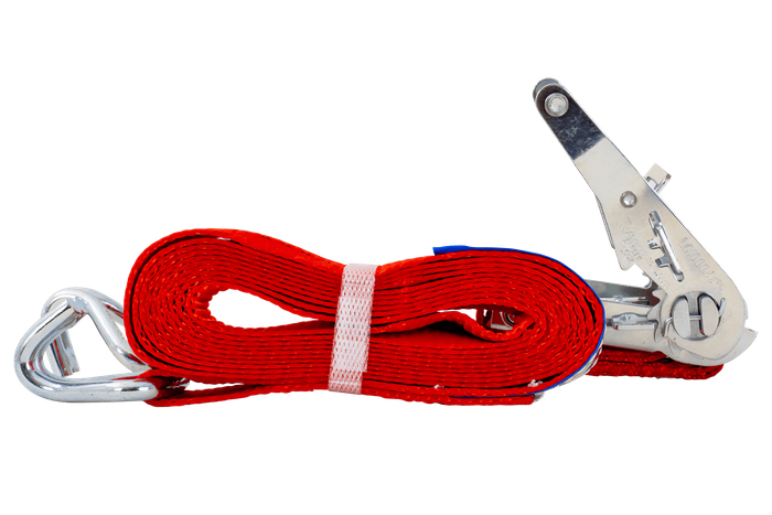 Juego de cuatro correas de transporte UNITRAILER rojas de 6 m/35 mm/2 t con tensor.