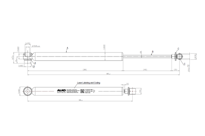 Amortiguador para el dispositivo de inercia/freno AL-KO 60S para un remolque de 750 kg