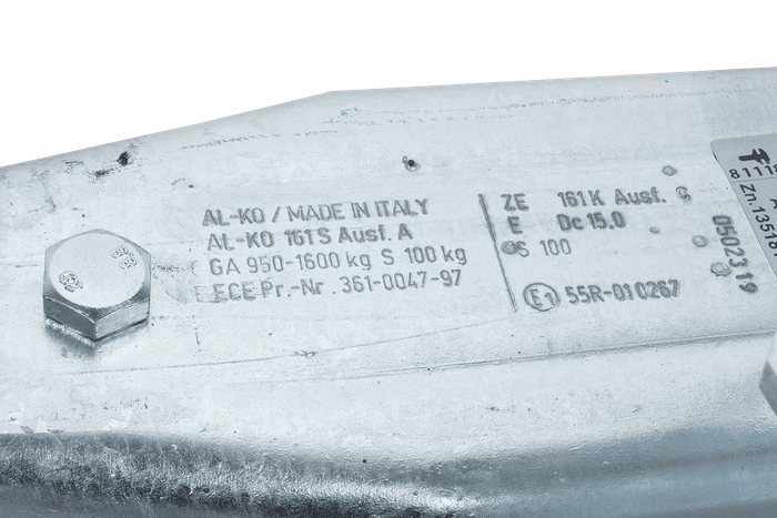 Dispositivo de inercia AL-KO 161S con enganche AK161 para remolque de 1600 kg con lanza cuadrada