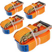 Juego de cuatro correas de transporte UNITRAILER de 10 m/50 mm/5 t de color naranja con tensor.