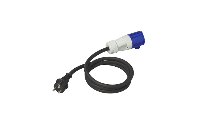 Adaptador con enchufe con toma de tierra y toma CEE de 16 A ProPlus 373527DE, cable de 150 cm.