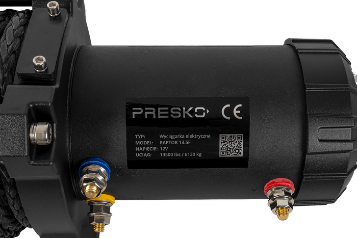 Cabrestante eléctrico para remolque PRESKO RAPTOR 13.5FS 12V 6130kg con cable de 24m