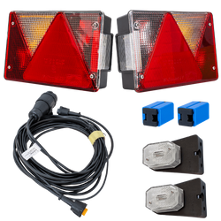 Juego de luces: luces traseras ASPÖCK MULTIPOINT IV + luces de posición laterales ASPÖCK FLEXIPOINT I + arnés MANTES 4,5 m 13PIN