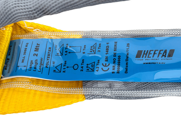 Eslinga de grúa HEFFA de 2 m/90 mm/3 t con bucles